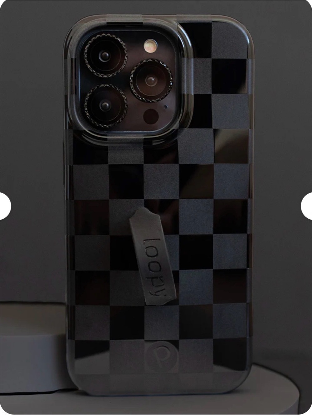 Loopy Case Black Checkered Phone Case with Strap
